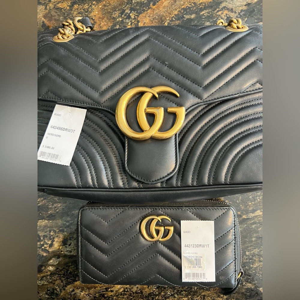 Gucci Black Matelassé Leather Shoulder Bag